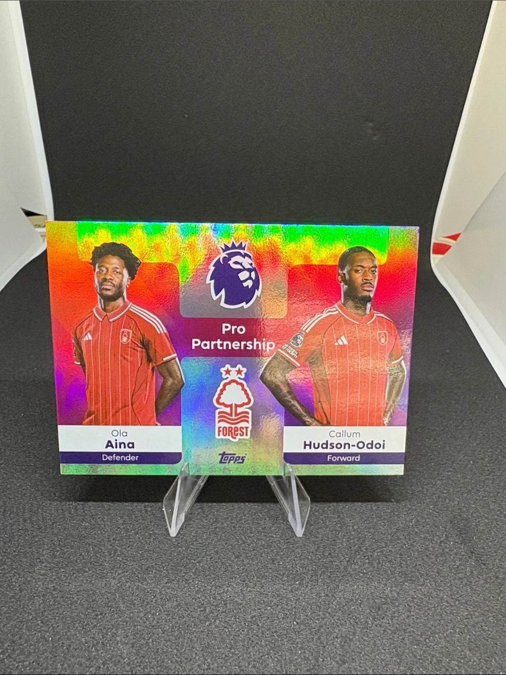Topps Holographic Football Partnership Card - Ola Aina & Callum Hudson-Odoi
